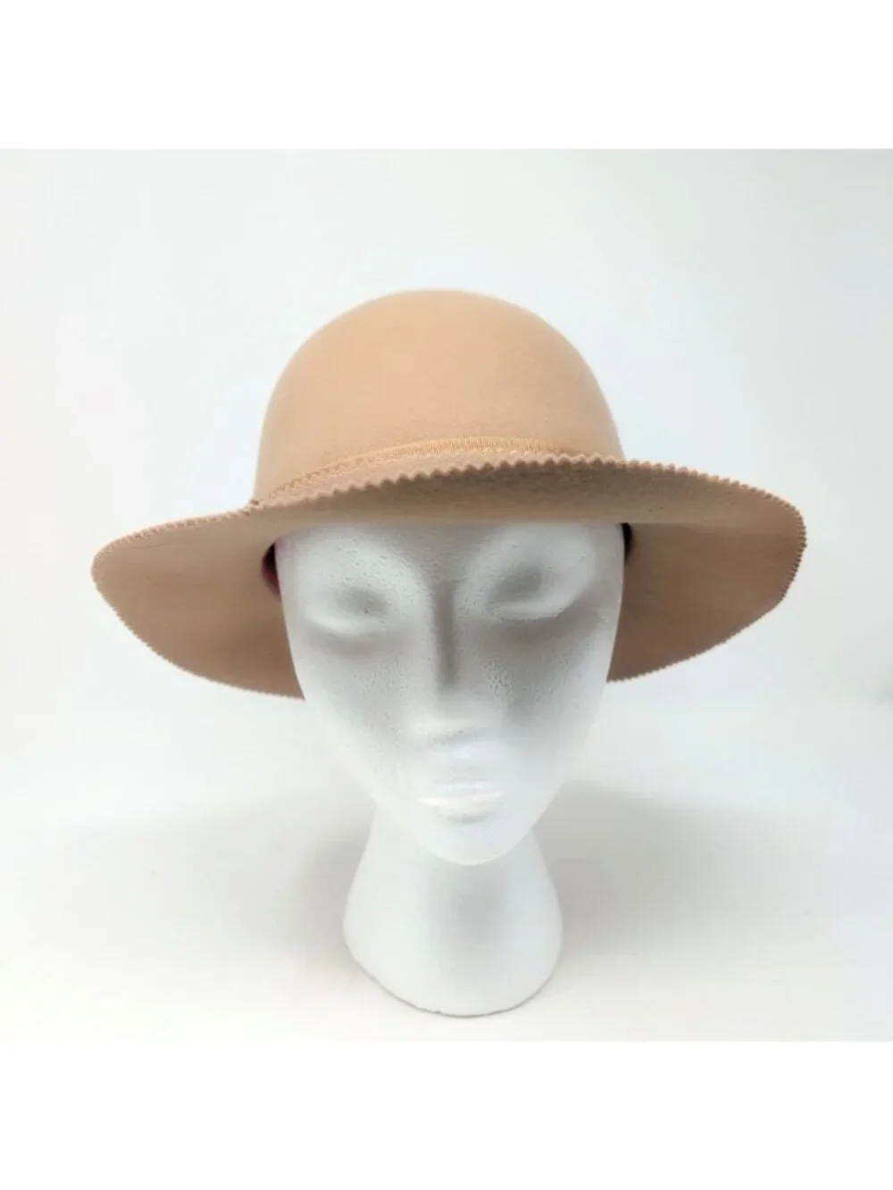 Vintage 60s Pappagallo Tan Hat Cloche Felt Wide Brim